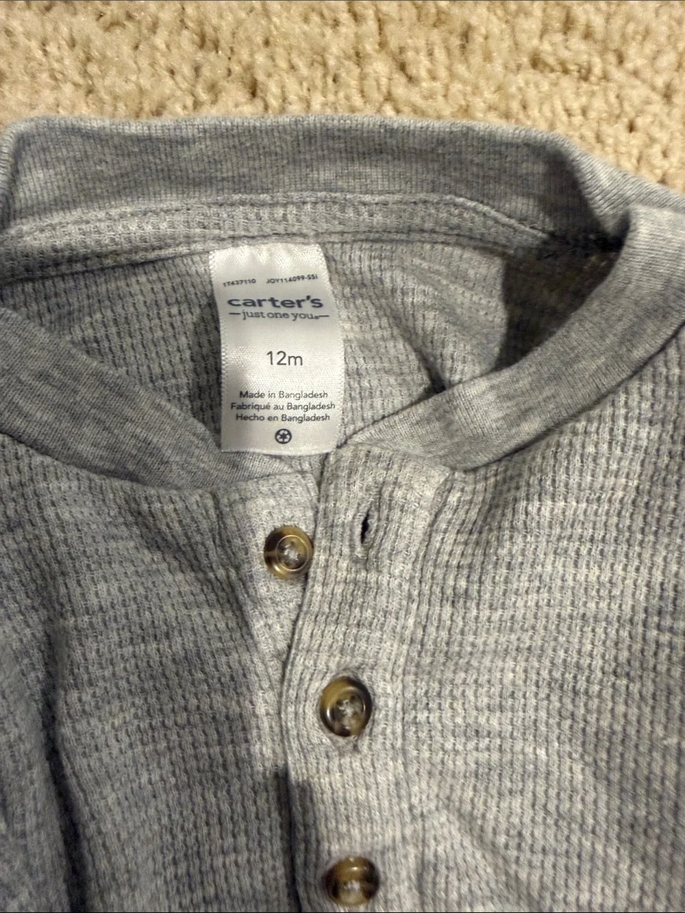 Carters Navy Puffer Vest with Light Gray Henley Top